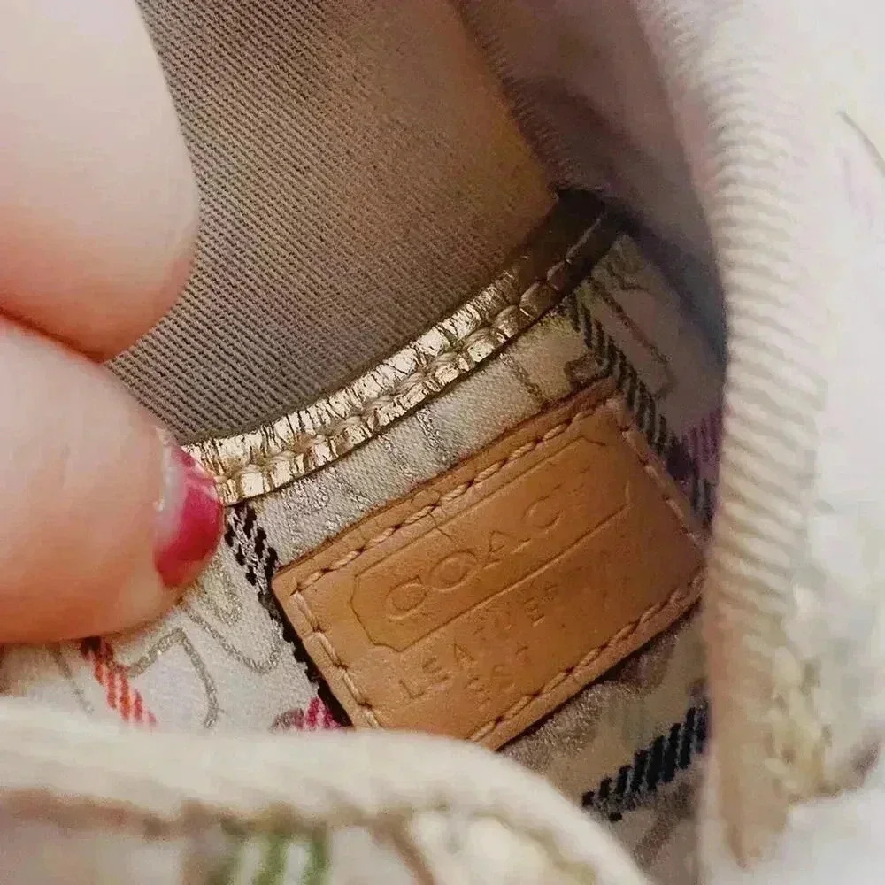 Coach Barrett Cream Multicolored Plaid Gold Leather Sneakers Canvas Size 9.5 - Picture 7 of 12